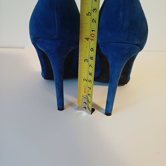 The Wishbone Collection Royal Blue Suede Pumps Heels Size 6.5 M - Picture 6 of 8